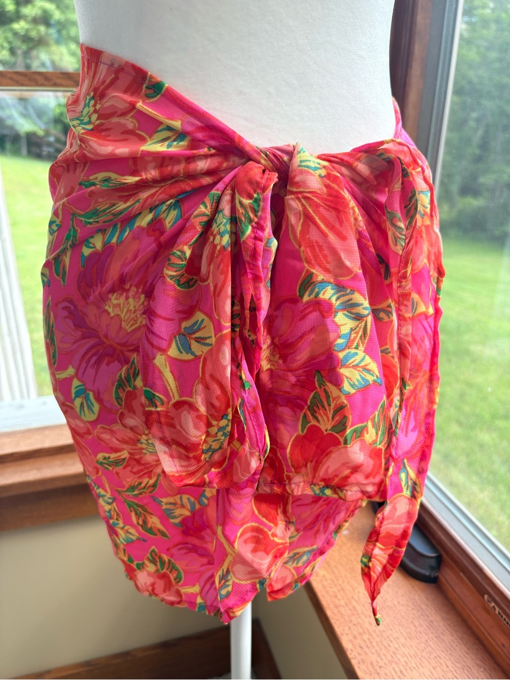 Beach Riot Fuchsia Hot Pink Floral Swim Sarong Wrap O/S